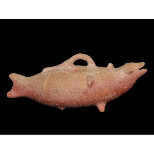 Eastern Mediterranean Clay Fish Vessel 1st Century 19CM LE...
