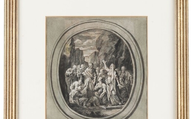 École européenne, 18e / 19e siècleScène biblique Aquarelle et craie sur papier19,5x16,5 cm