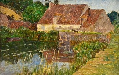 Emile CLAUS (1849 - 1924) Paysage à Cernay, 1892 huile sur panneau,...