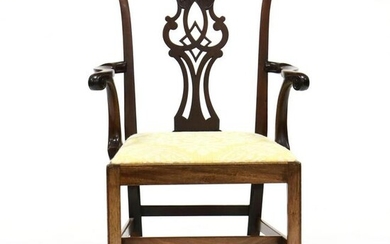 English Chippendale Mahogany Carved Armchair