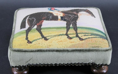 Equestrian Motif Tapestry Gout Stool