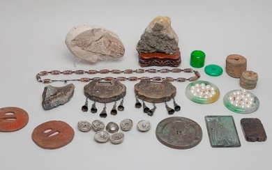 Estate Chinese Coin, Jade, Color Stone & Decors