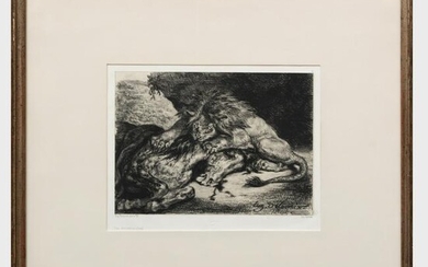 Eugène Delacroix (1798-1863): Lion dévorant un cheval