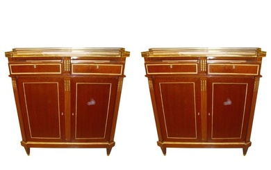 European Design, Russian Neoclassical Style, Cabinets, Mahogany, Bronze, 1980s