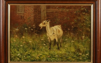 Evert Rabbers. 1875 - 1967. Enschede. Goat on the line.
