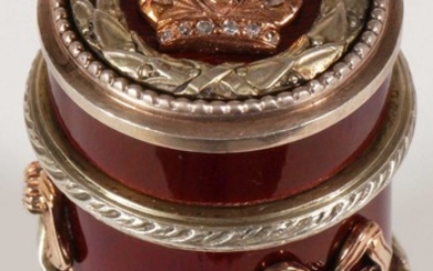 FABERGE - RUSSIAN GOLD, DIAMOND & ENAMELED PERFUME CASE