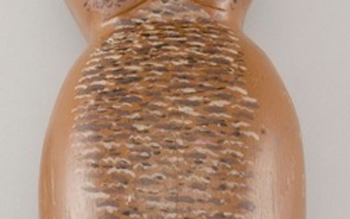 FOLK ART CARVING OF AN OWL With glass eyes. Height 17.5".