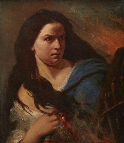 FRENCH SCHOOL , (19th century), Woman with Fire, oil on
