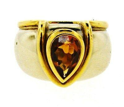 FUNKY French 18k Yellow Gold & Citrine Ring Circa