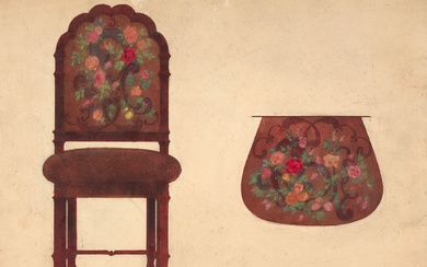Félix BRACQUEMOND (Paris, 1833 - Sèvres, 1914) Etude pour une chaise Plume et encre brune,...