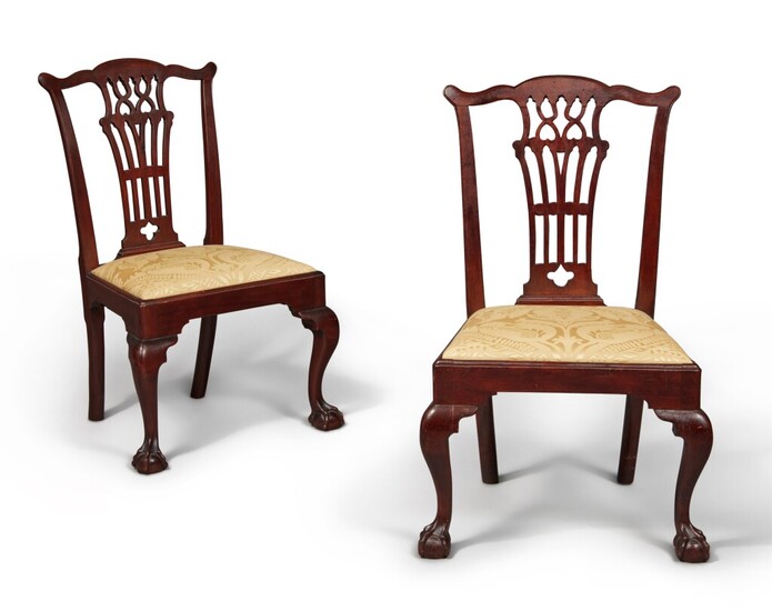 Fine and Rare Pair of Chippendale Carved Mahogany Side Chairs, Philadelphia, Pennsylvania, Circa 1770