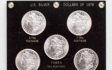 Five 1878 Morgan Dollars
