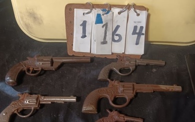 Five Antique Cast Iron Vintage Cap Guns