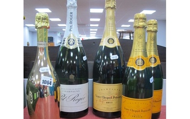 Five Shop Display Bottles, Pol Roger Champagne, three bottle...