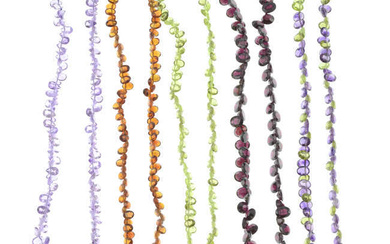 Five gem single-strand necklaces