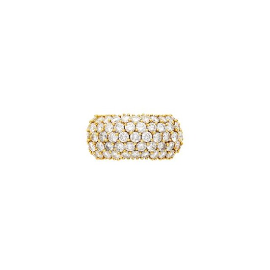 Flexible Wide Gold and Diamond Band Ring