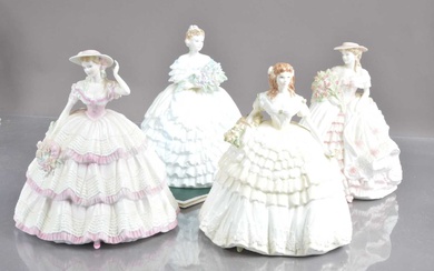 Four Coalport limited edition "Four Flowers" porcelain figurines designed in 1994 by Jack Glynn