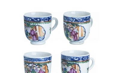 Four mandarin Chinese porcelain cups, Qianlong