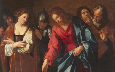 Französischer Caravaggist of the 17th century - Christ and the Adulteress