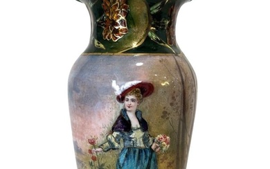 French 19th Century Antique Enamel Vase Signed M. Rip