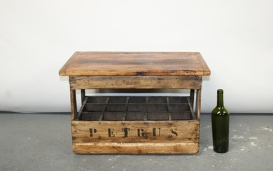 French wooden wine crate bench