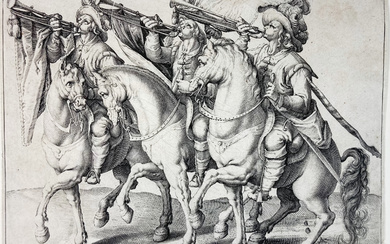 GHEYN, Jacques de II, workshop of. "The three mounted trumpet...