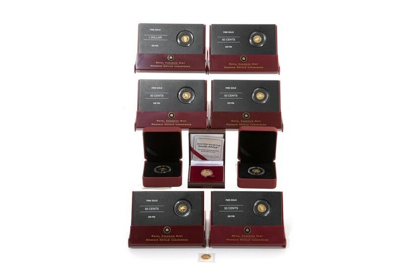GROUP OF MINIATURE GOLD PROOF COINS, 18.56g