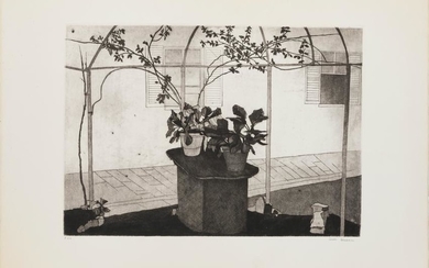 Gianni Cacciarini, Garden Scene, Etching