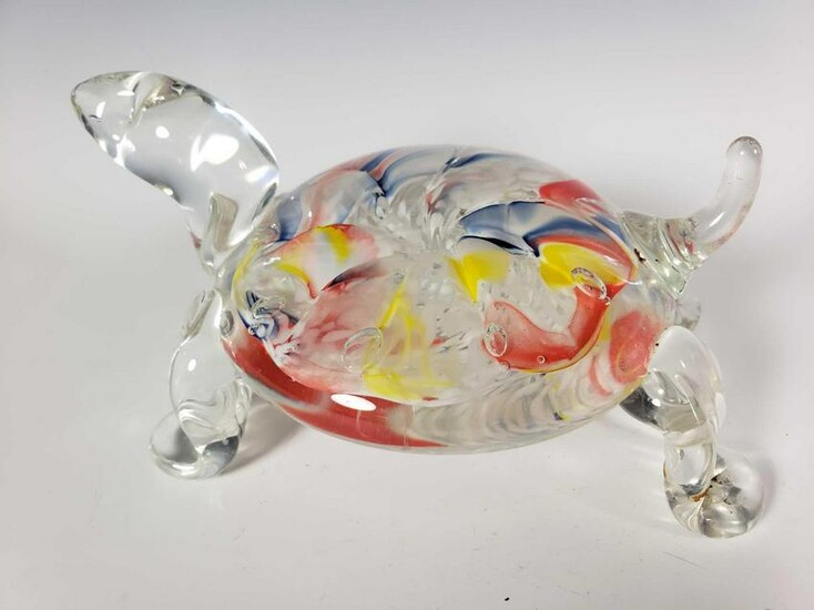 Gibson Art Glass Paperweight Turtle