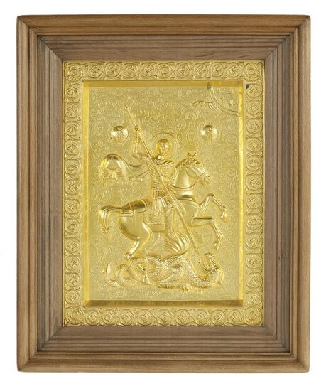 Gilt-Metal Plaque of "St. George and the Dragon"