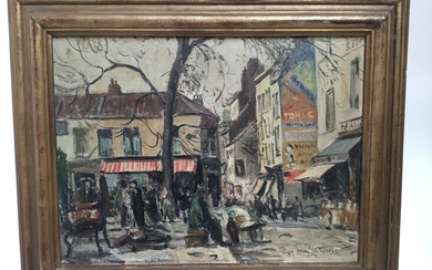 Hal Woolf (1902-1962) oil on board - Brussels, signed, label verso, in gilt frame