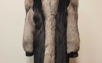 Hudsons Fur Salon Full Length Mink with Fox Fur Coat