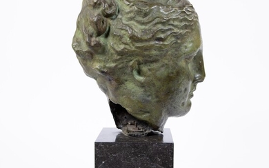 Hygieia Bronze buston marble base, ancient Greek Goddess of Health