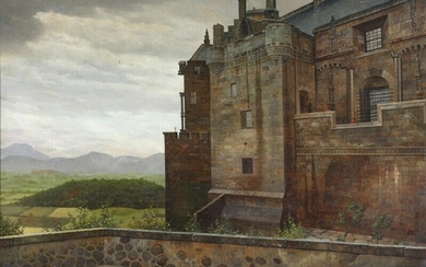 NOT SOLD. I. T. Hansen: Stirling Castle with mountains in the distance. Signed and dated I. T. Hansen Stirling Castel 1875 København 1902. Oil on canvas. 50 x 71.5 cm. – Bruun Rasmussen Auctioneers of Fine Art