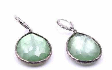 Ippolita Green Rock Crystal and Diamond Earrings