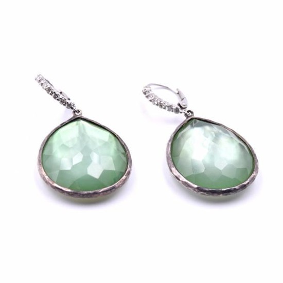 Ippolita Green Rock Crystal and Diamond Earrings