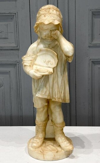 Italian Marble Statue Of Crying Child