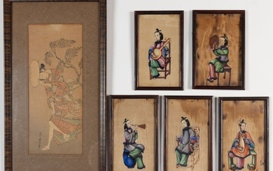 JAPANESE, AND POSSIBLY OTHER, ARTWORK ARTICLES, LOT OF SIX