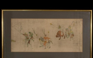 Japanese Edo Watercolour Dawing of Demons 18th Century
