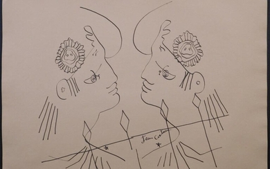 Jean Cocteau, attributed/manner of: Two Men in Phrygain Caps