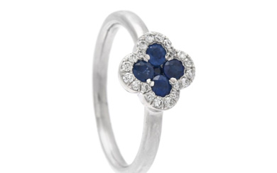 Jewellery Ring RING, platinum, round faceted blue sapphires approx. 0,...