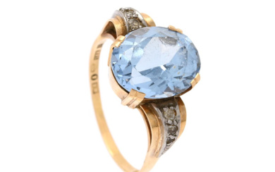 Jewellery Ring STIGBERT, ring, 18K gold, light blue synthetic spine...