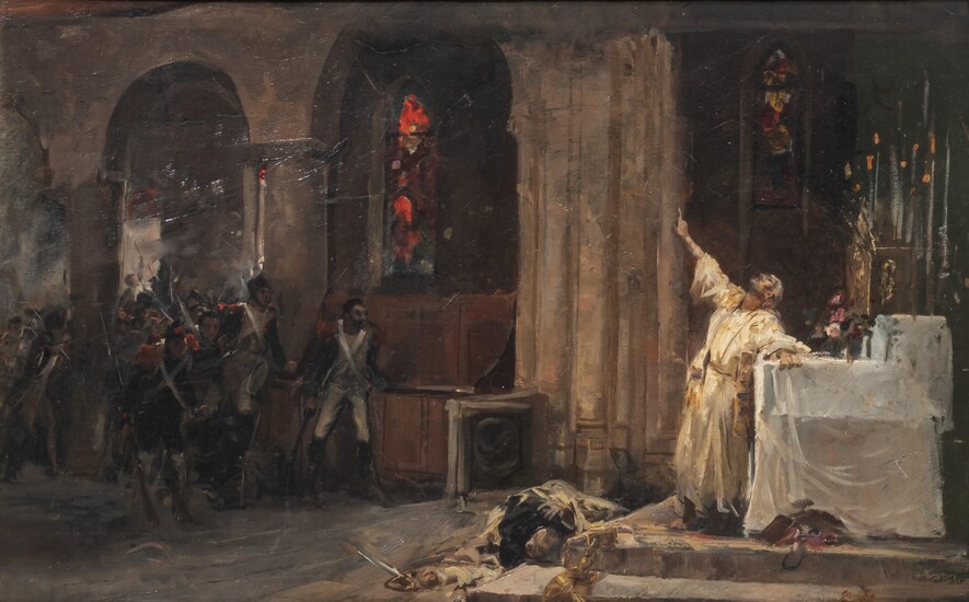 Jules Girardet (1856-1949), scene from the French Revolution, oil on canvas, 54 x 65 cm