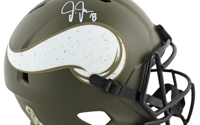 Justin Jefferson Signed Vikings Full-Size Salute to Service Alternate Speed Helmet (Beckett)