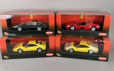 KYOSHO/HOTWHEELS - QUATRE Ferrari échelle 1/18 : 1x 328 GTB (1988) 1x 365 GTB/4 Daytona...