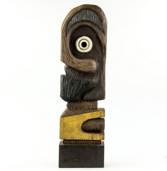 Klee Wyck Emily Carr Carved Wood Totem Sculpture
