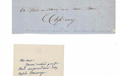 LITERATURE - DUMAS Alexandre (1802 - 1870) - Receipt signed ; Autograph letter signed
