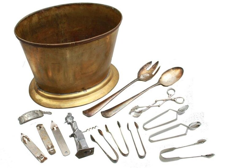 LOT OF BRASS SILVER PLATED DRINKING RELATED ITEMS