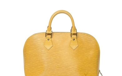 LOUIS VUITTON 1997 Sac "Alma" "Alma" bag Cuir Epi jaune Yellow Epi leather Garnitures laiton...
