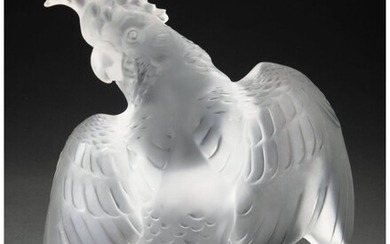 Lalique Clear and Frosted Glass Ara Cockatoo Fig